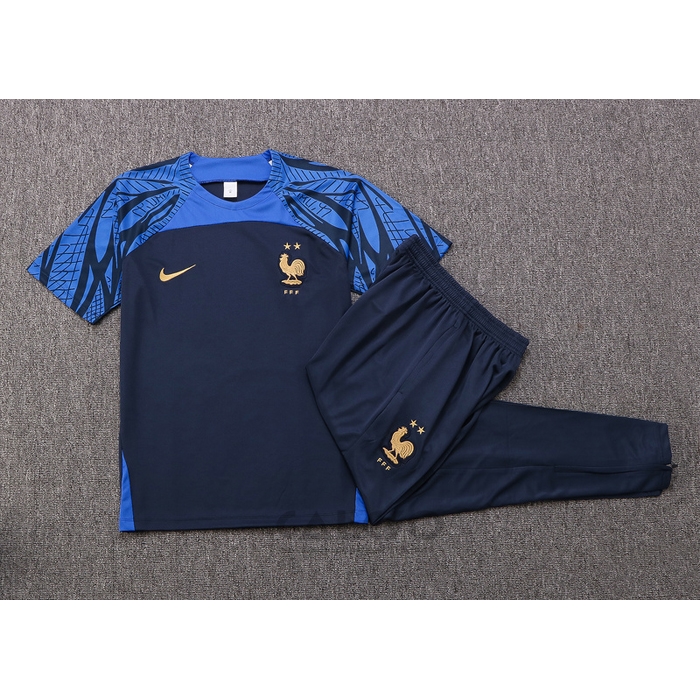 Tuta da Track Francia Manica Corta 2022-2023 Blu